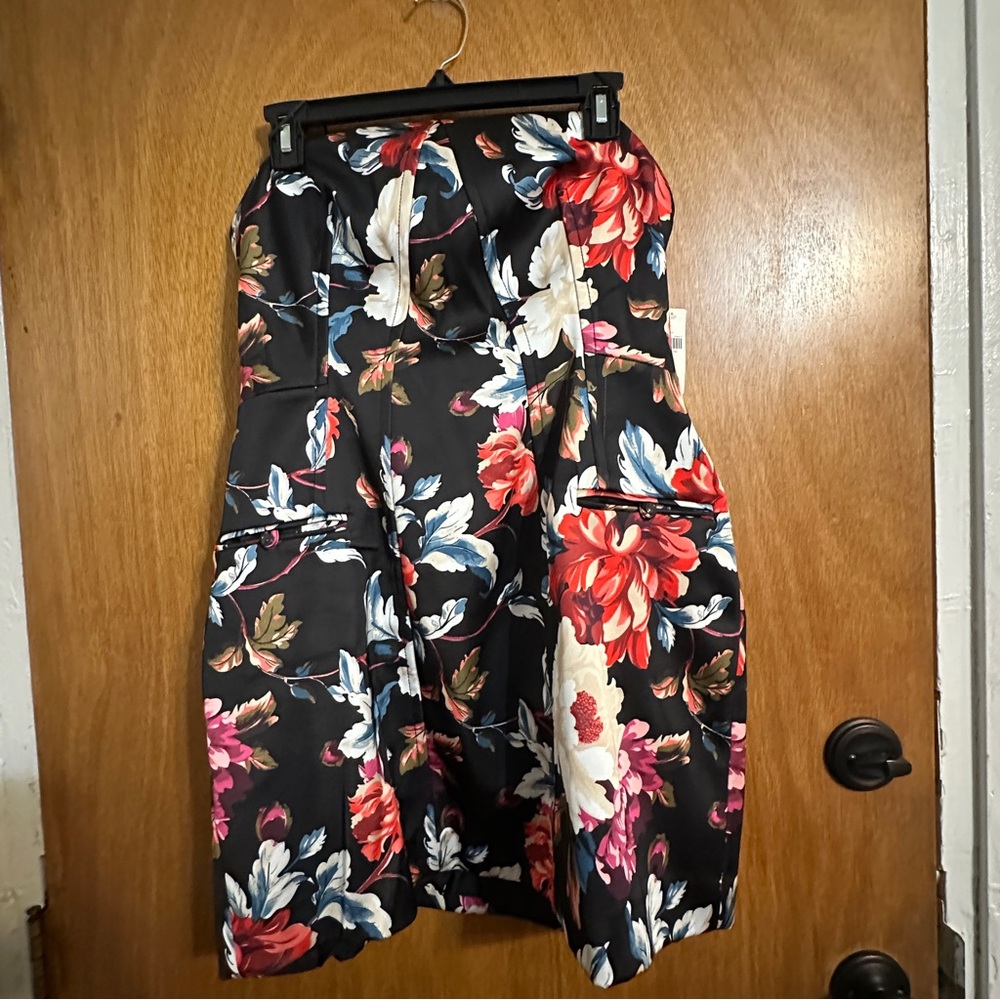 Anthropologie Floral Strapless Sculpted Mini Dress size S